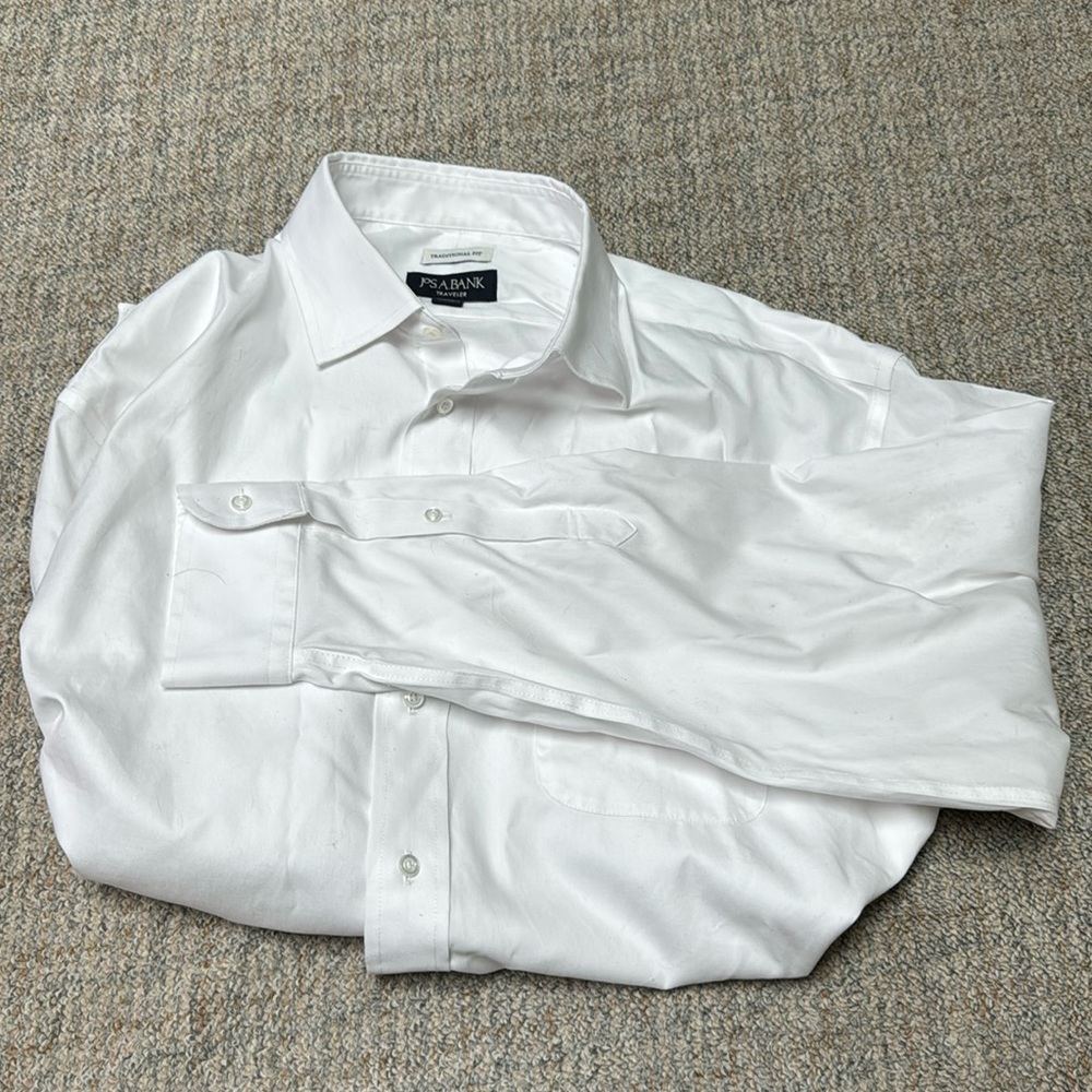 Jos. A. Bank Dress Shirt Traveler White 17.5-34